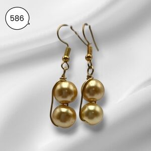Handmade Elegant Gold Pearl Drop Earrings